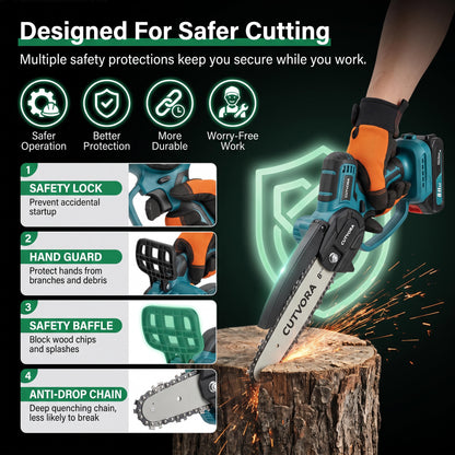 Cutvora 8-Inch Cordless Mini Chainsaw