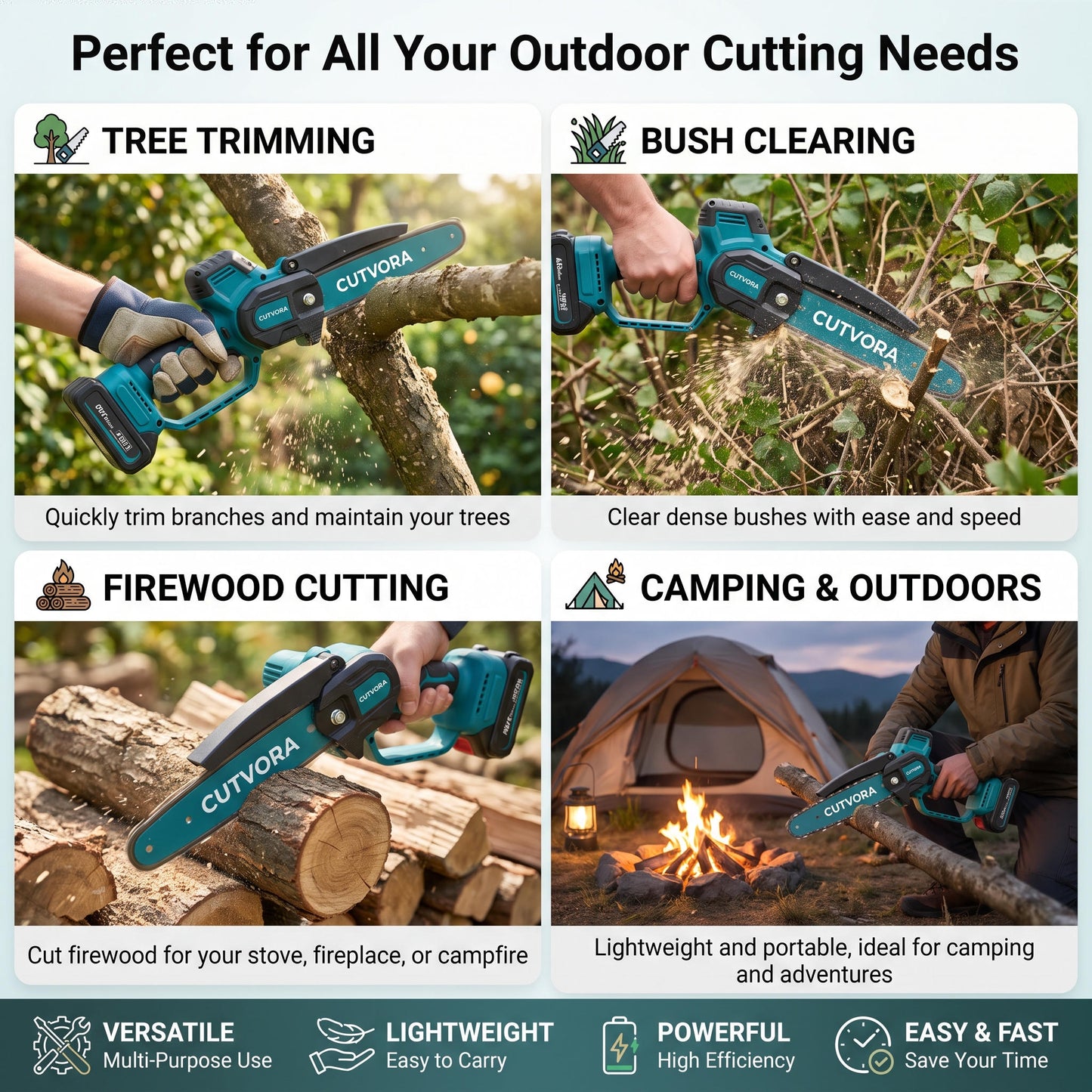 Cutvora 8-Inch Cordless Mini Chainsaw